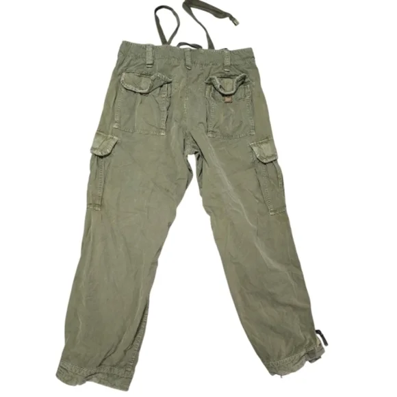 Abercrombie and Fitch Vintage Army Green Paratroop Cargo Pants Men' Size Medium - Picture 3 of 17